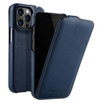 MELKCO For iPhone 13 Pro Max Phone Protective Shell Litchi Texture Genuine Cow Leather+PC Vertical Flip Case