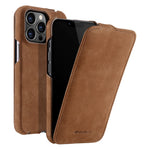 MELKCO For iPhone 13 Pro Max Phone Protective Shell Litchi Texture Genuine Cow Leather+PC Vertical Flip Case