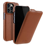 MELKCO For iPhone 13 Pro Max Phone Protective Shell Litchi Texture Genuine Cow Leather+PC Vertical Flip Case