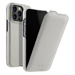 MELKCO Skyddande Skal för iPhone 13 Pro Max i Litchi-textur i äkta nötläder + PC Vertikalt Flip-skal