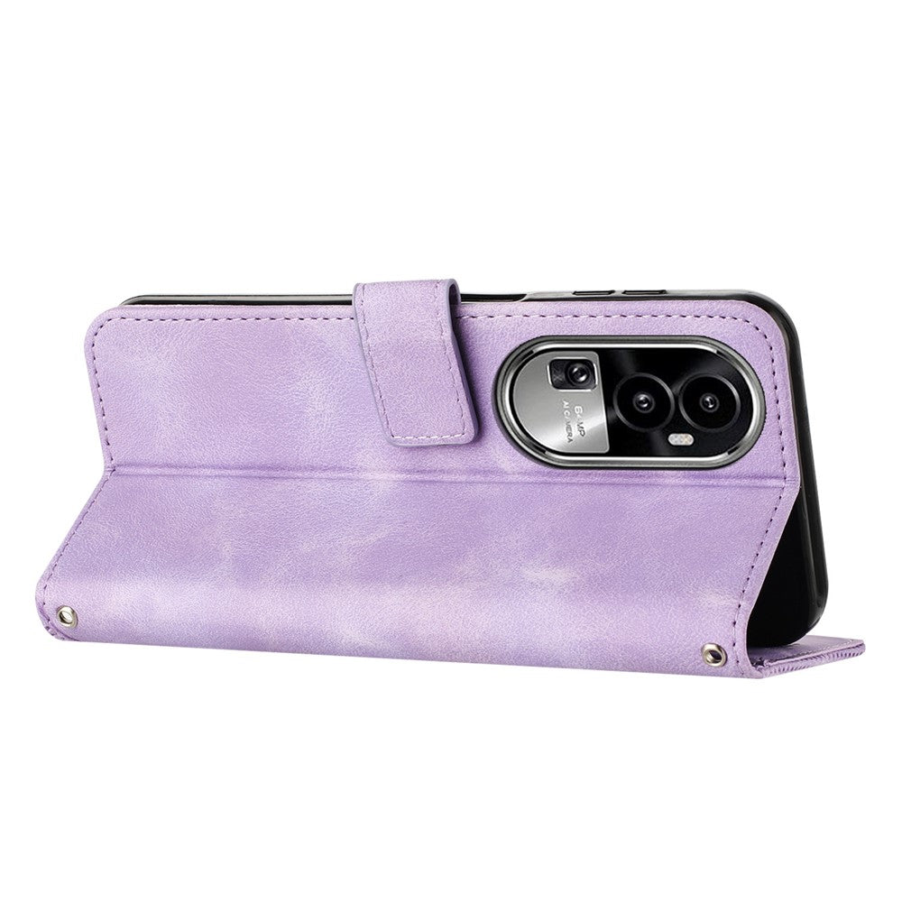 Phone Cover for Oppo Reno10 Pro+ 5G Anti-fall PU Leather+TPU Triangle Imprinted Stand Wallet Case