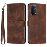 For Oppo A74 5G / A93 5G / A54 5G Folding Stand Wallet Mobile Case Triangle Imprint Leather Cover with Strap