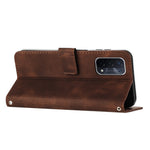 For Oppo A74 5G / A93 5G / A54 5G Folding Stand Wallet Mobile Case Triangle Imprint Leather Cover with Strap