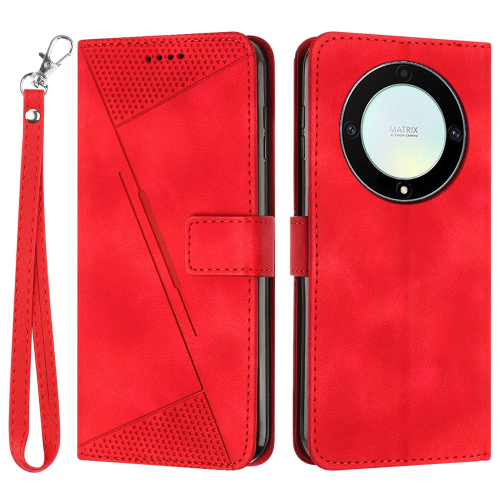 Phone Cover for Honor X9a 5G / X40 5G / Magic5 Lite 5G Well-protected PU Leather Triangle Imprinted Stand Wallet Case