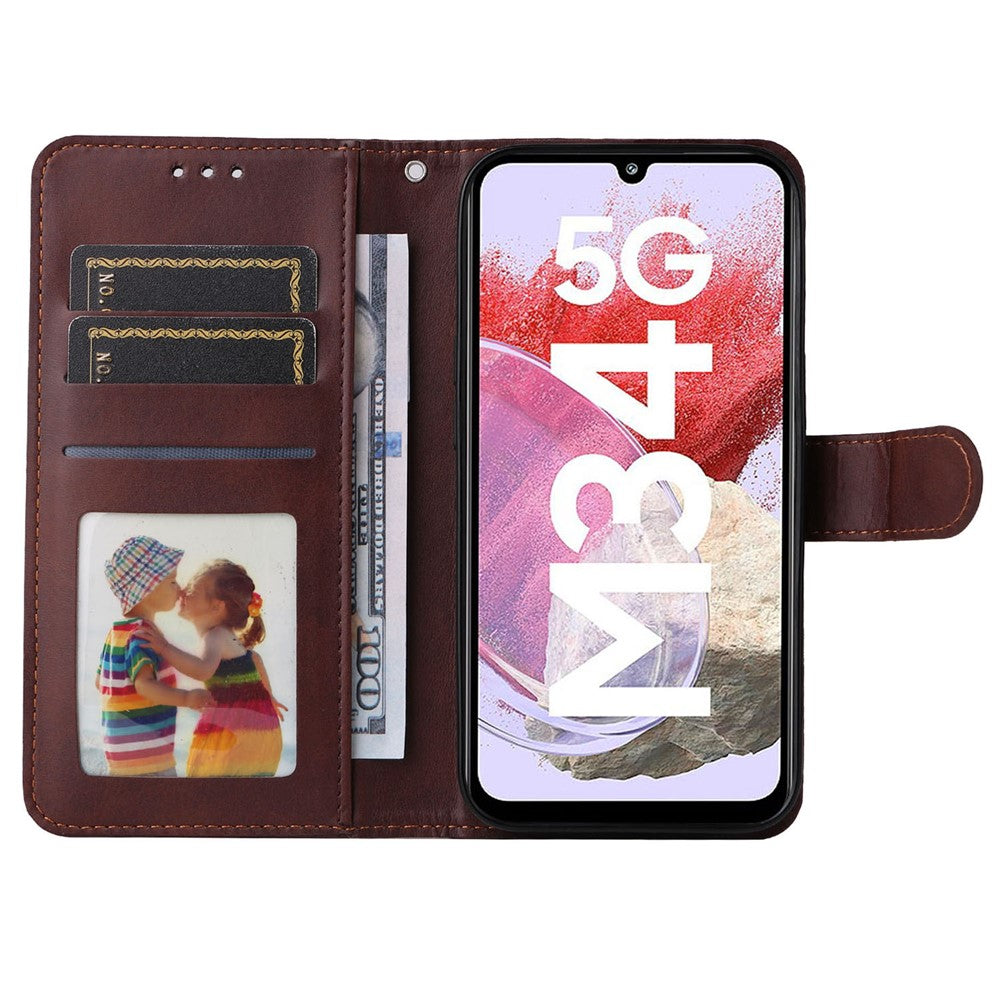 For Samsung Galaxy F34 5G / M34 5G Shockproof Phone Shell Calf Texture PU Leather Wallet Stand Cover