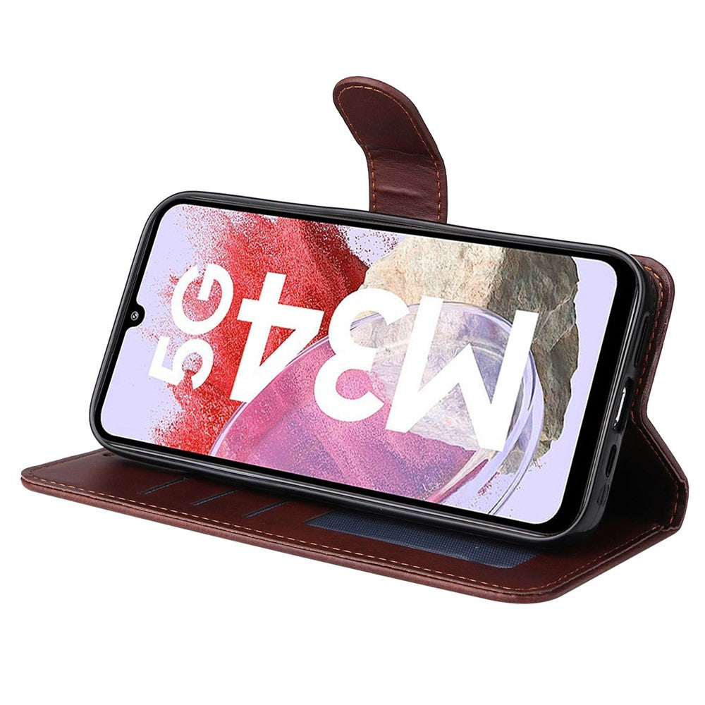 For Samsung Galaxy F34 5G / M34 5G Shockproof Phone Shell Calf Texture PU Leather Wallet Stand Cover