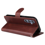 For Samsung Galaxy F34 5G / M34 5G Shockproof Phone Shell Calf Texture PU Leather Wallet Stand Cover
