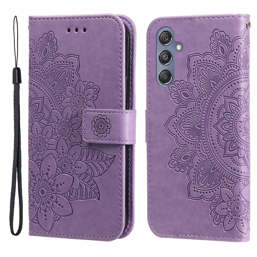 Stand Cover for Samsung Galaxy F34 5G / M34 5G Flower Imprint PU Leather Wallet Phone Case