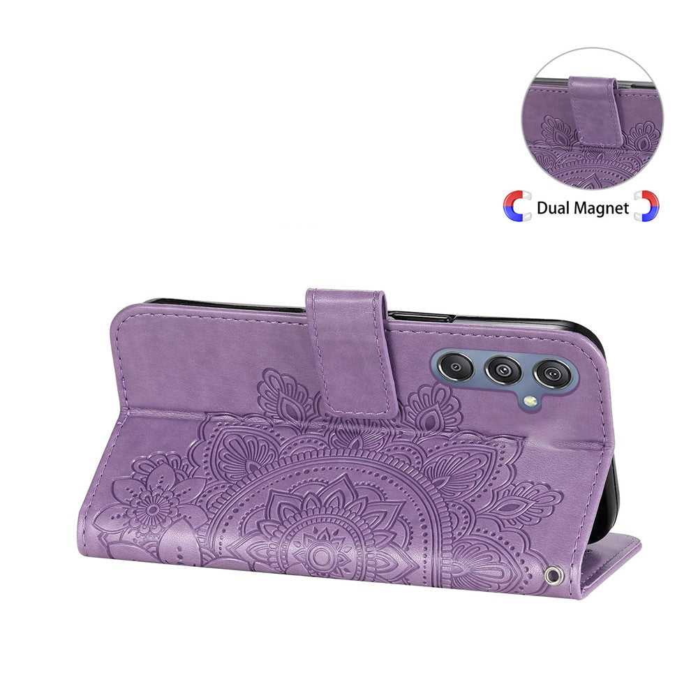Stand Cover for Samsung Galaxy F34 5G / M34 5G Flower Imprint PU Leather Wallet Phone Case