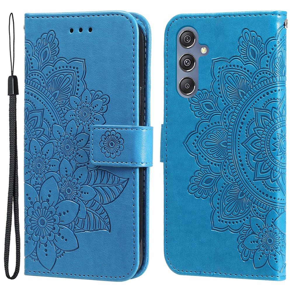 Stand Cover for Samsung Galaxy F34 5G / M34 5G Flower Imprint PU Leather Wallet Phone Case
