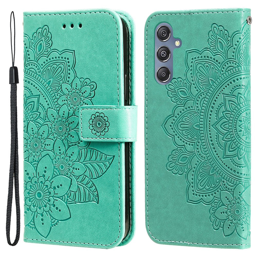 Stand Cover for Samsung Galaxy F34 5G / M34 5G Flower Imprint PU Leather Wallet Phone Case