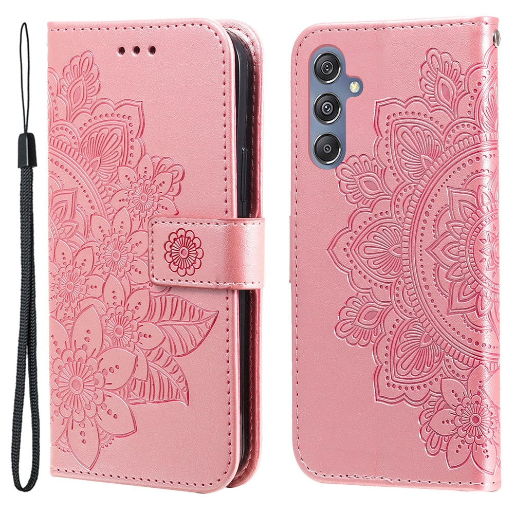 Stand Cover for Samsung Galaxy F34 5G / M34 5G Flower Imprint PU Leather Wallet Phone Case