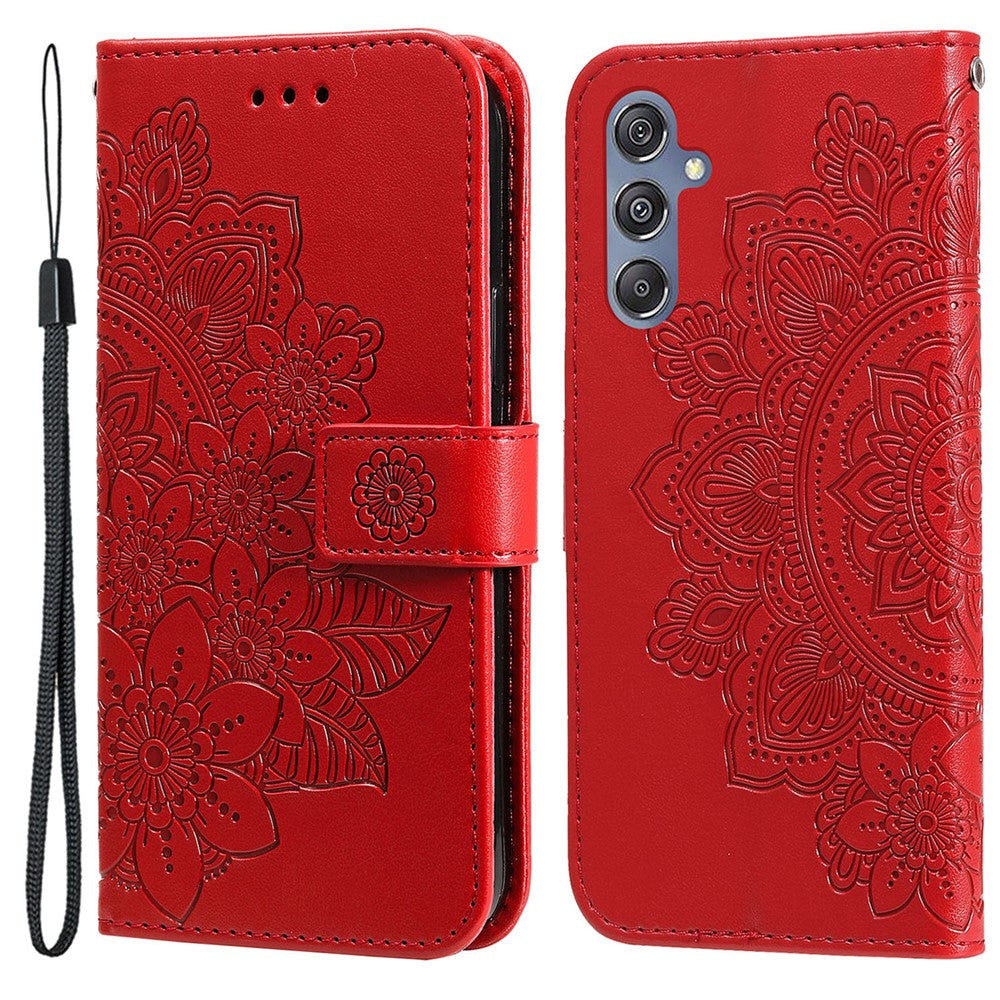 Stand Cover for Samsung Galaxy F34 5G / M34 5G Flower Imprint PU Leather Wallet Phone Case