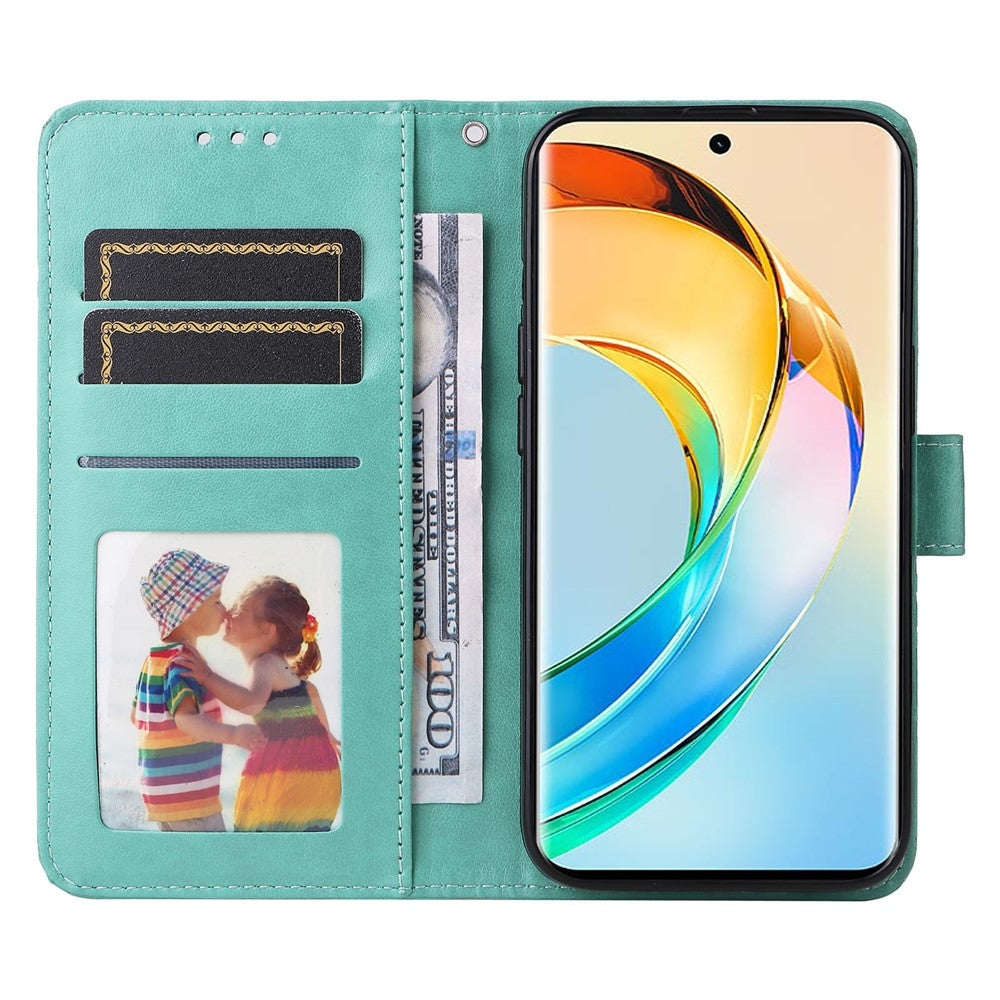 Honor X50 5G / X9b 5G / Magic6 Lite 5G / X50 GT 5G PU-läder plånboksfodral med solrostryck, stötsäkert mobilfodral