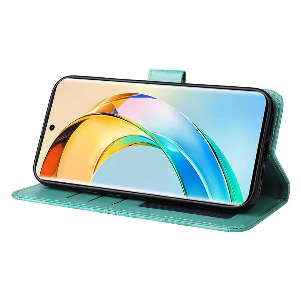 Honor X50 5G / X9b 5G / Magic6 Lite 5G / X50 GT 5G PU-läder plånboksfodral med solrostryck, stötsäkert mobilfodral