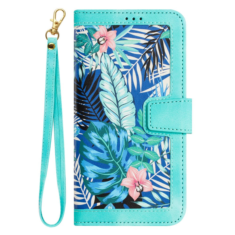 Til Samsung Galaxy A53 5G Etui med Blomstermønster, Telefonstativ og Kortholder i Læder