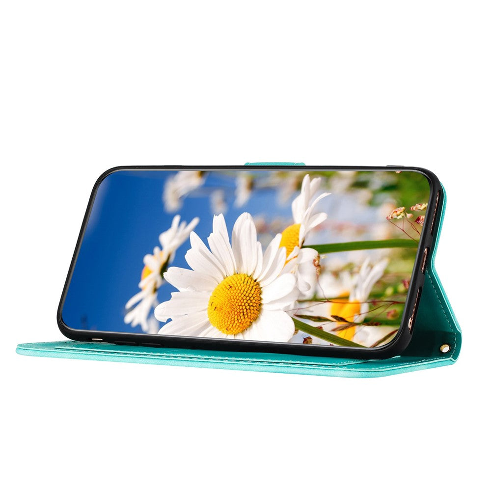 Til Samsung Galaxy A53 5G Etui med Blomstermønster, Telefonstativ og Kortholder i Læder
