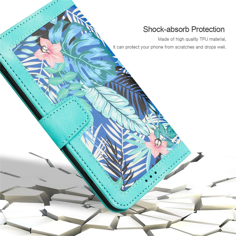 Til Samsung Galaxy A53 5G Etui med Blomstermønster, Telefonstativ og Kortholder i Læder