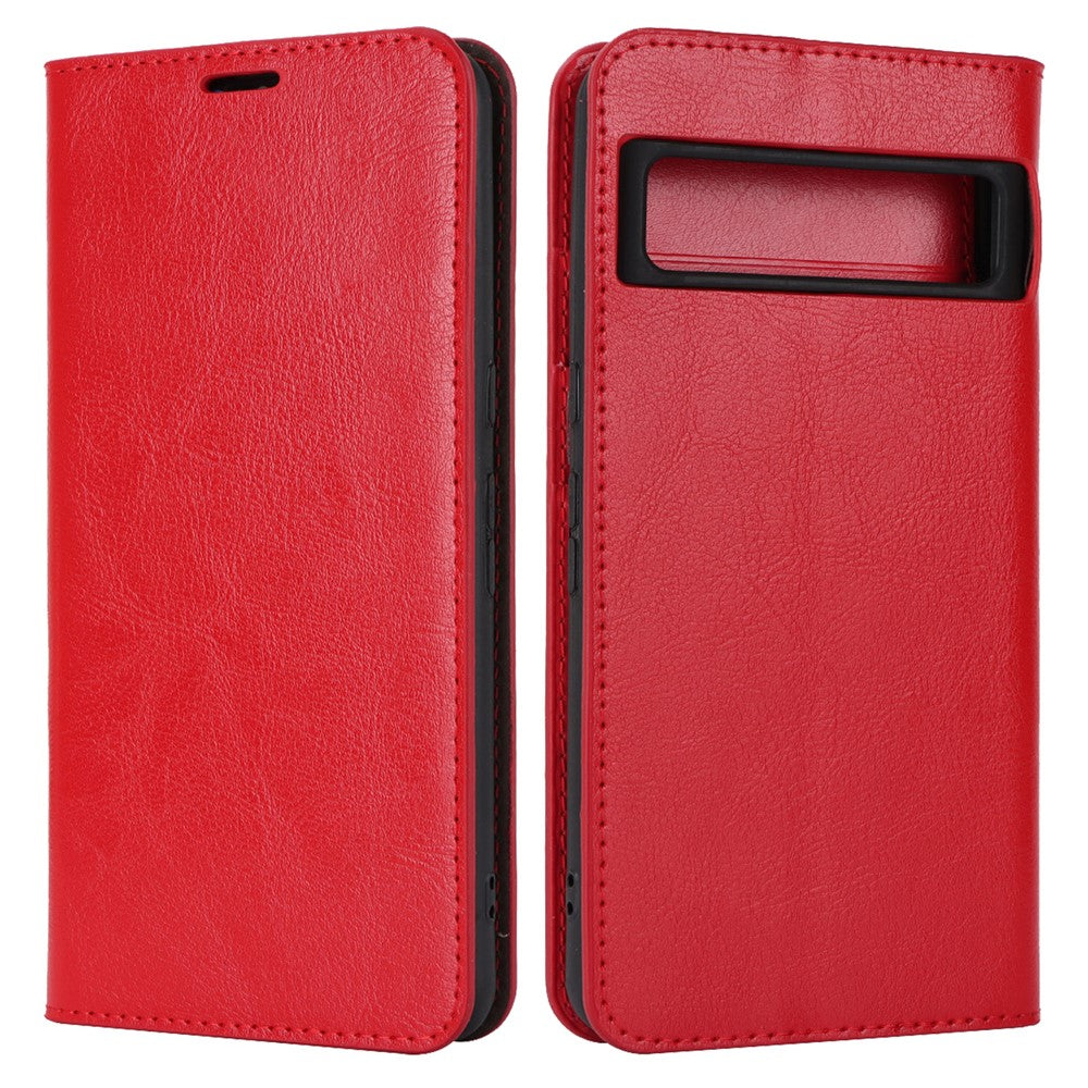 Genuine Cow Leather Cover for Google Pixel 8 Pro Crazy Horse Texture Wallet Stand Phone Case