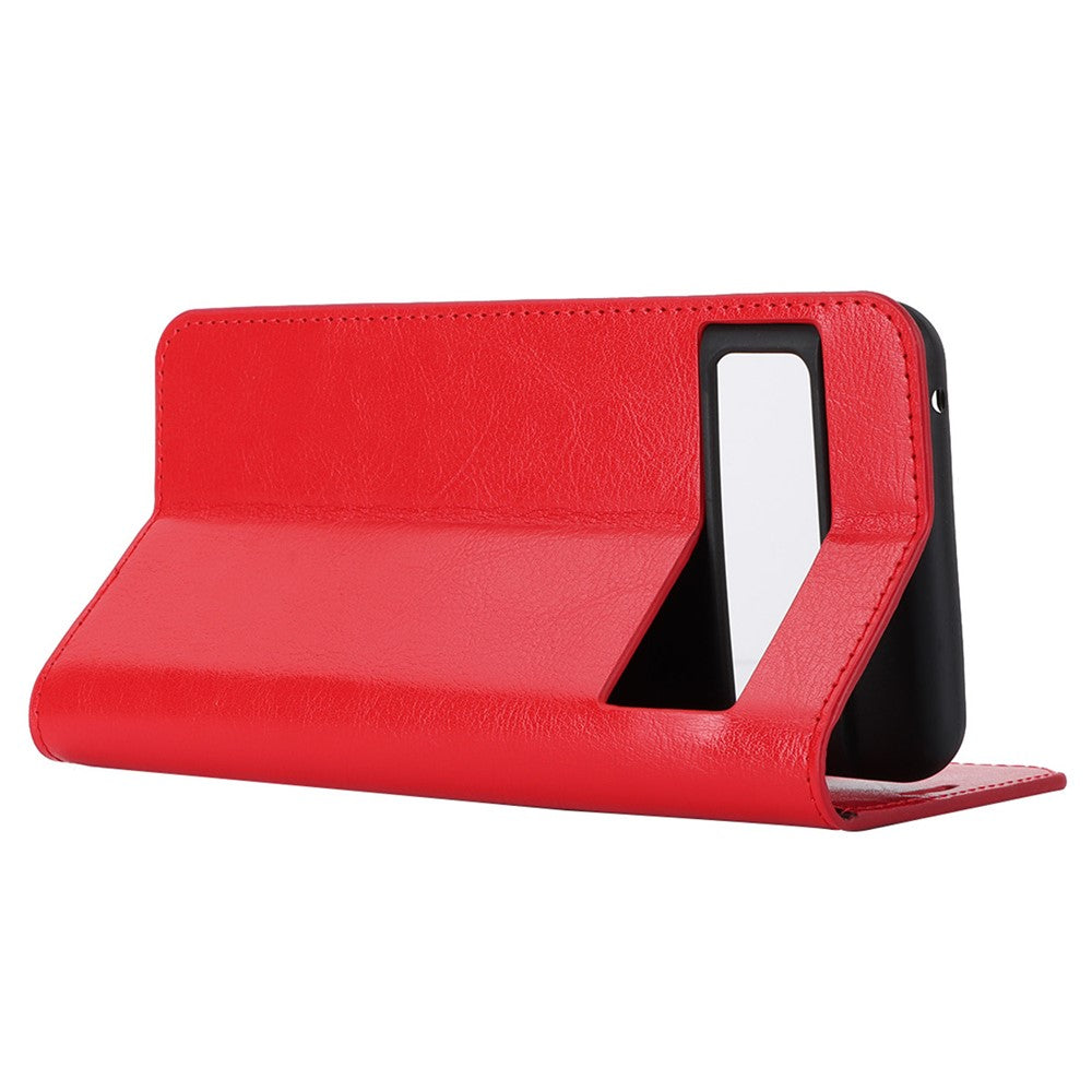 Genuine Cow Leather Cover for Google Pixel 8 Pro Crazy Horse Texture Wallet Stand Phone Case