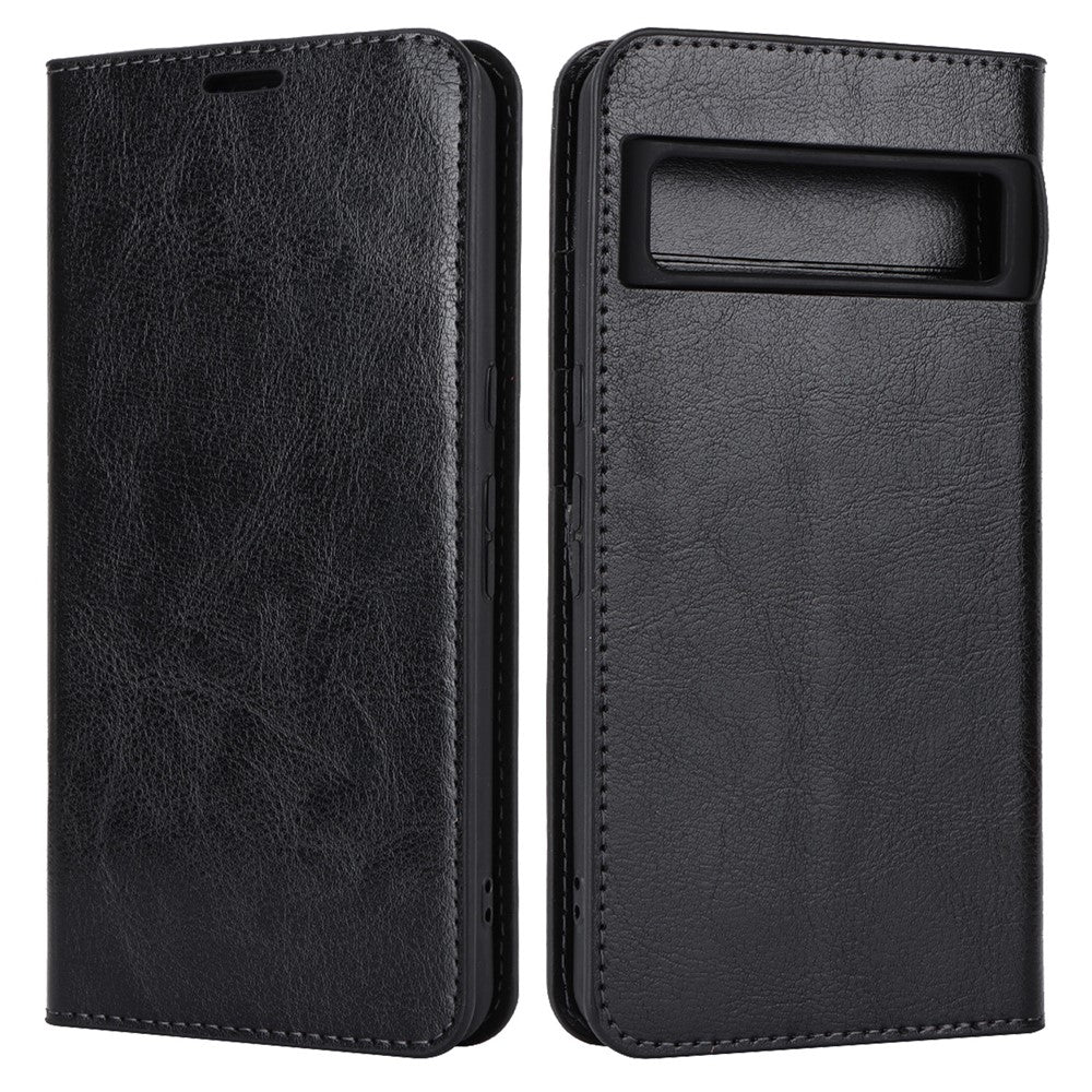 Genuine Cow Leather Cover for Google Pixel 8 Pro Crazy Horse Texture Wallet Stand Phone Case