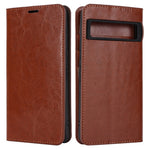 Genuine Cow Leather Cover for Google Pixel 8 Pro Crazy Horse Texture Wallet Stand Phone Case