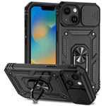Slide Kameraskyddsskal till iPhone 15 Plus Skal Metallring Stativ PC + TPU Skal