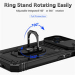 Slide Kameraskyddsskal till iPhone 15 Plus Skal Metallring Stativ PC + TPU Skal