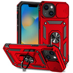 Slide Kameraskyddsskal till iPhone 15 Plus Skal Metallring Stativ PC + TPU Skal