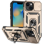 Slide Kameraskyddsskal till iPhone 15 Plus Skal Metallring Stativ PC + TPU Skal