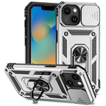 Slide Kameraskyddsskal till iPhone 15 Plus Skal Metallring Stativ PC + TPU Skal