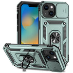 Slide Kameraskyddsskal till iPhone 15 Plus Skal Metallring Stativ PC + TPU Skal