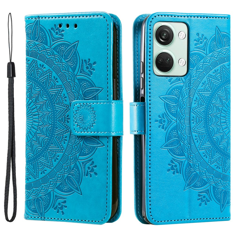 For OnePlus Nord 3 5G / Ace 2V Leather Wallet Cover Mandala Flower Imprinted Stand Case with Strap