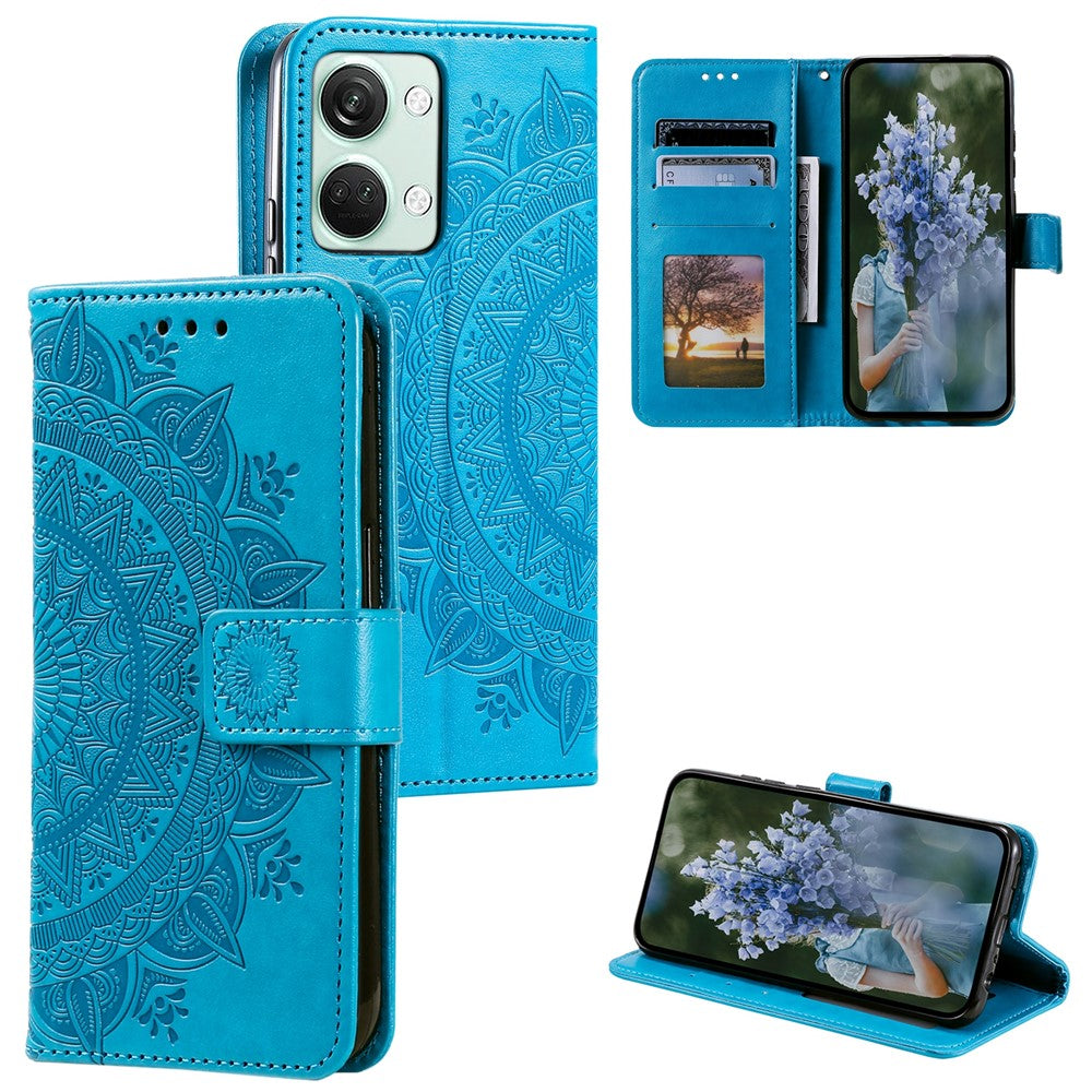 For OnePlus Nord 3 5G / Ace 2V Leather Wallet Cover Mandala Flower Imprinted Stand Case with Strap
