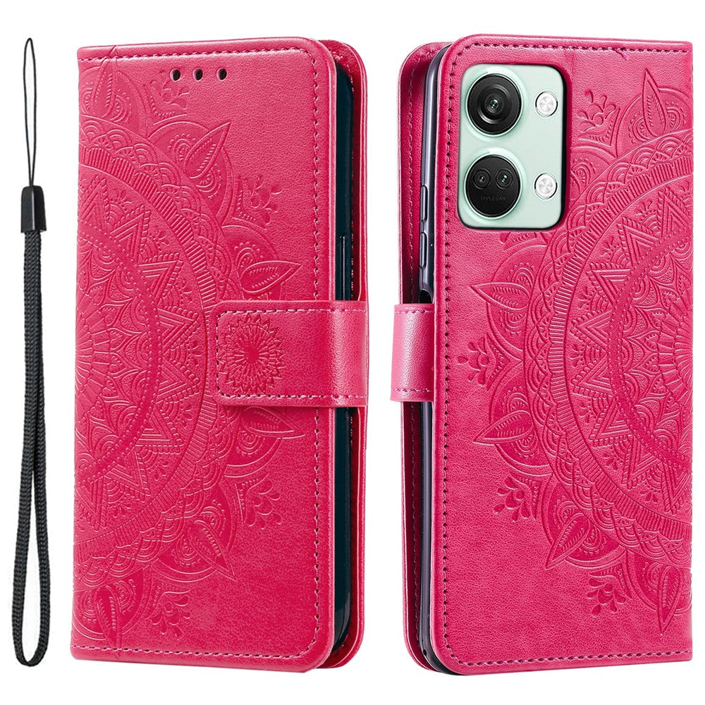 For OnePlus Nord 3 5G / Ace 2V Leather Wallet Cover Mandala Flower Imprinted Stand Case with Strap