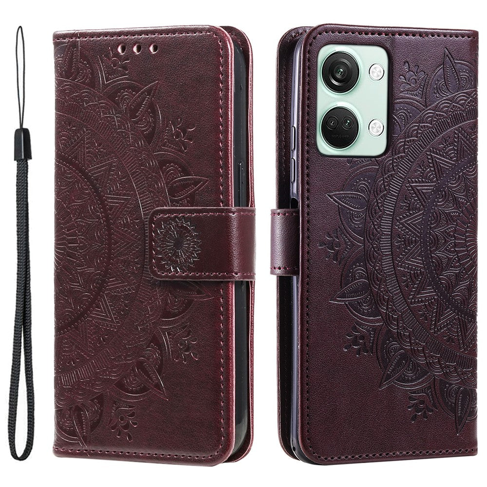 For OnePlus Nord 3 5G / Ace 2V Leather Wallet Cover Mandala Flower Imprinted Stand Case with Strap