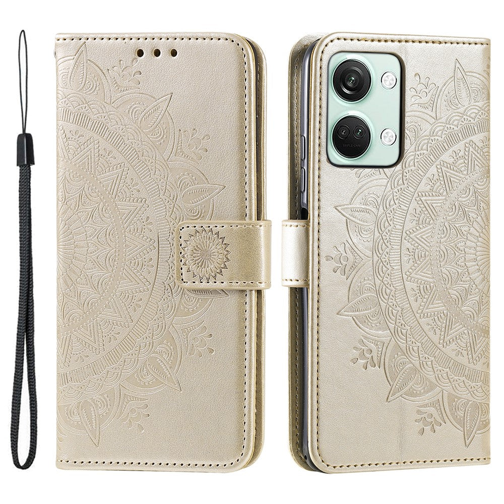 For OnePlus Nord 3 5G / Ace 2V Leather Wallet Cover Mandala Flower Imprinted Stand Case with Strap