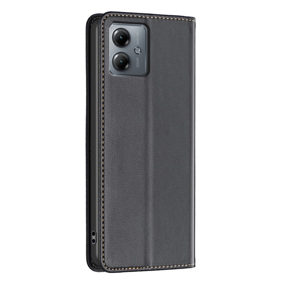 BINFEN COLOR BF18 For Motorola Moto G14 4G Phone Case Card Holder Foldable Stand Leather Cover