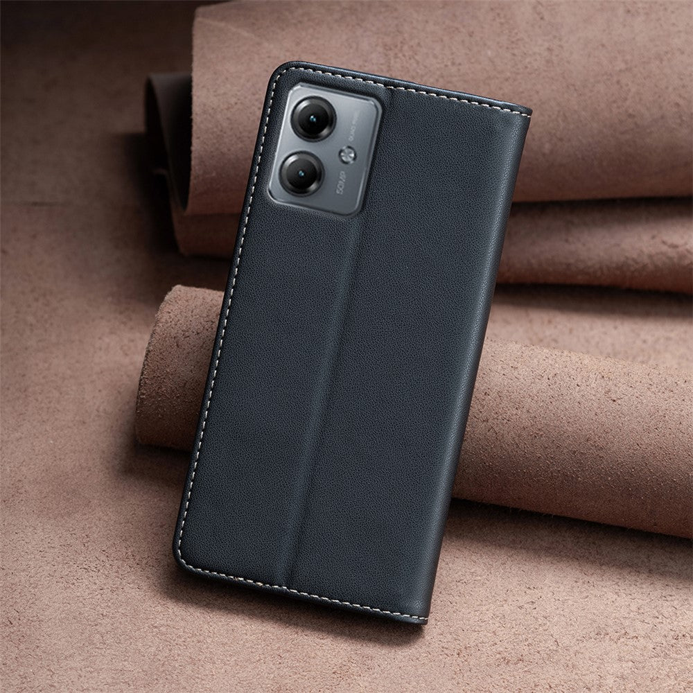BINFEN COLOR BF18 For Motorola Moto G14 4G Phone Case Card Holder Foldable Stand Leather Cover
