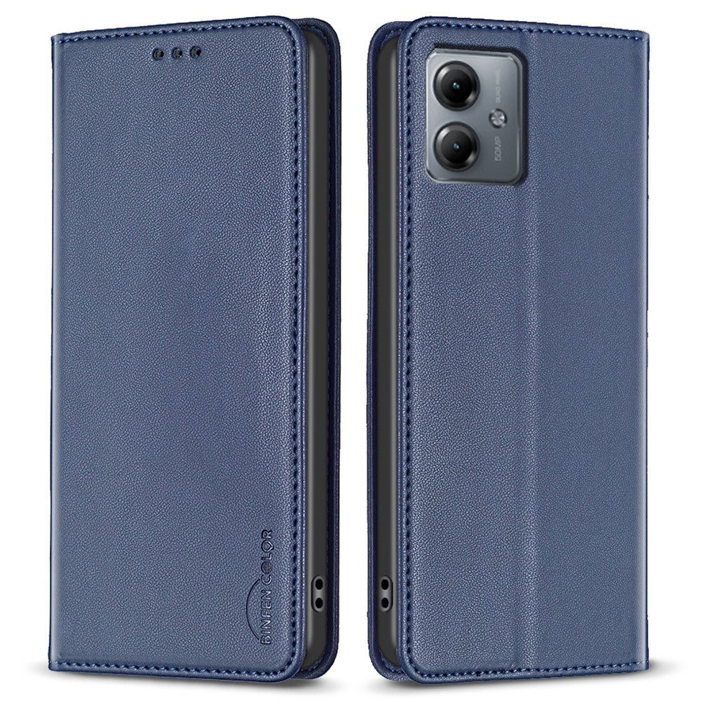 BINFEN COLOR BF18 For Motorola Moto G14 4G Phone Case Card Holder Foldable Stand Leather Cover