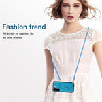For Samsung Galaxy S23+ Card Holders Phone Case PU Leather Coated TPU Kickstand Cover with Shoulder Strap