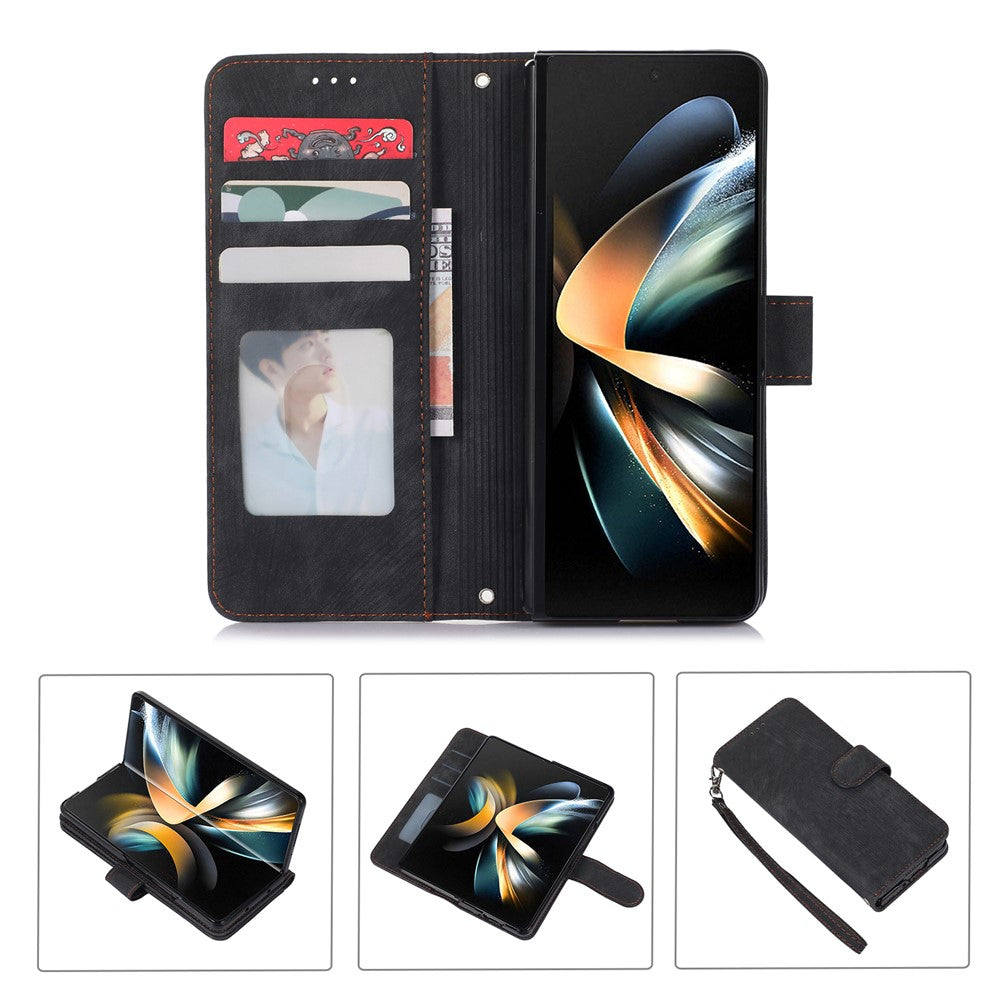 For Samsung Galaxy Z Fold5 5G PU Leather+PC Wallet Phone Case Stand Skin-touch Protective Cover