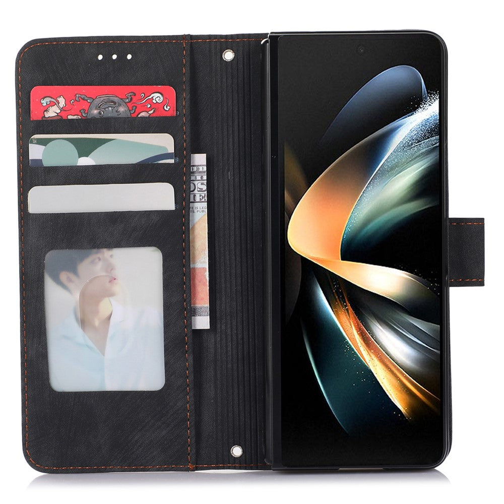 For Samsung Galaxy Z Fold5 5G PU Leather+PC Wallet Phone Case Stand Skin-touch Protective Cover