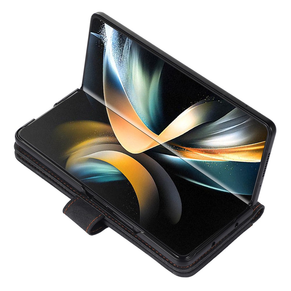 For Samsung Galaxy Z Fold5 5G PU Leather+PC Wallet Phone Case Stand Skin-touch Protective Cover