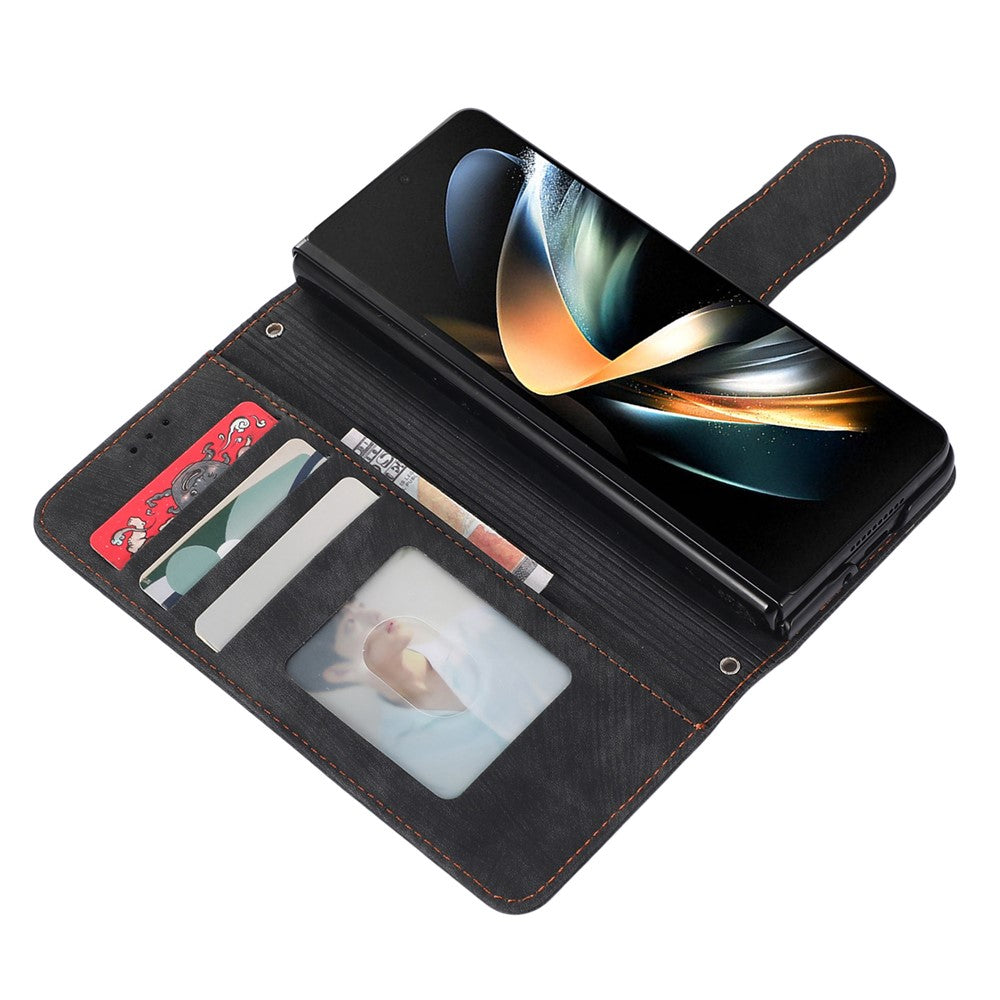For Samsung Galaxy Z Fold5 5G PU Leather+PC Wallet Phone Case Stand Skin-touch Protective Cover