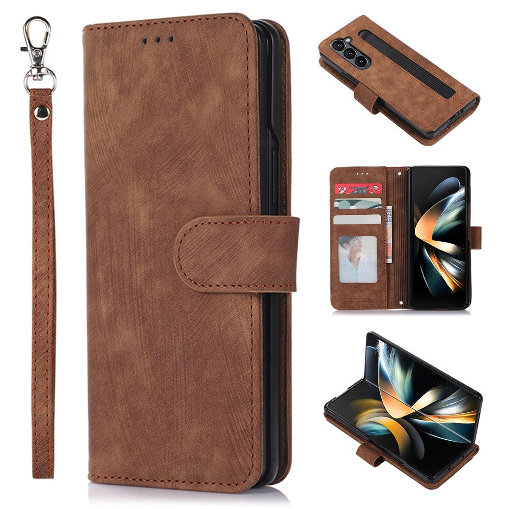 For Samsung Galaxy Z Fold5 5G PU Leather+PC Wallet Phone Case Stand Skin-touch Protective Cover