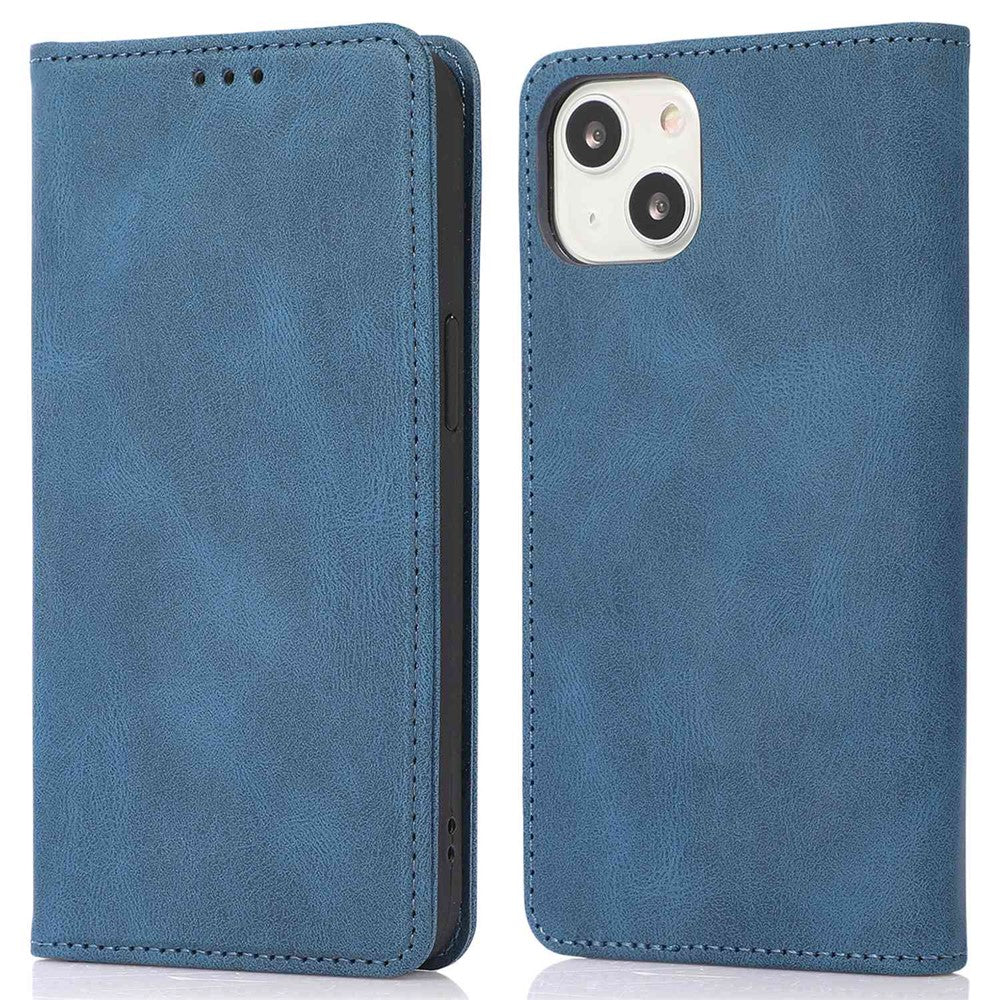 For iPhone 15 Magnetic Auto-absorbed PU Leather Phone Case Support Stand Wallet Cover