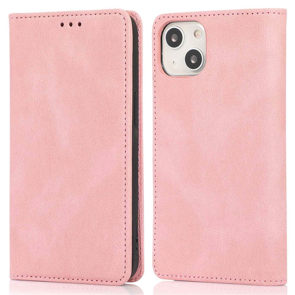 For iPhone 15 Magnetic Auto-absorbed PU Leather Phone Case Support Stand Wallet Cover