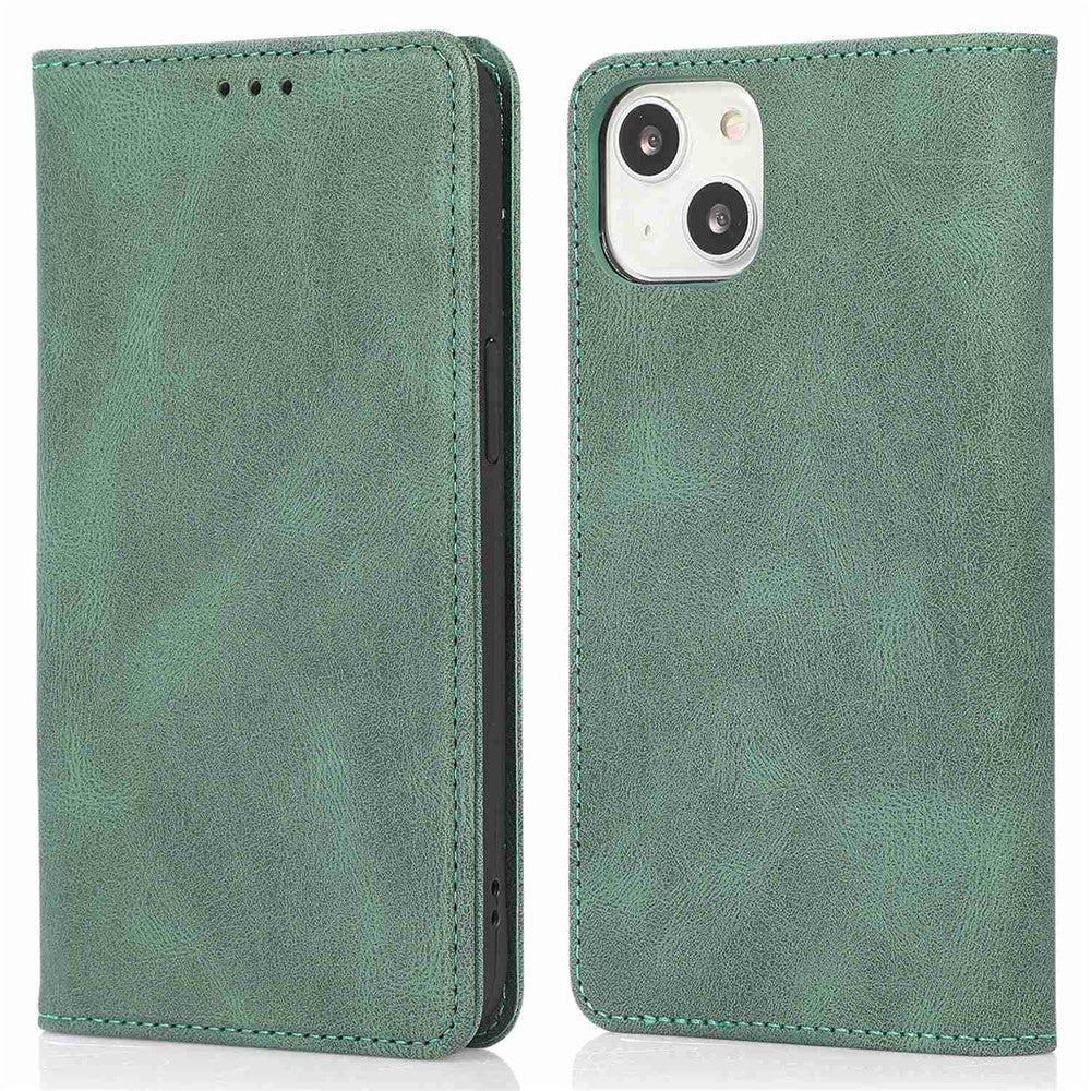 For iPhone 15 Magnetic Auto-absorbed PU Leather Phone Case Support Stand Wallet Cover