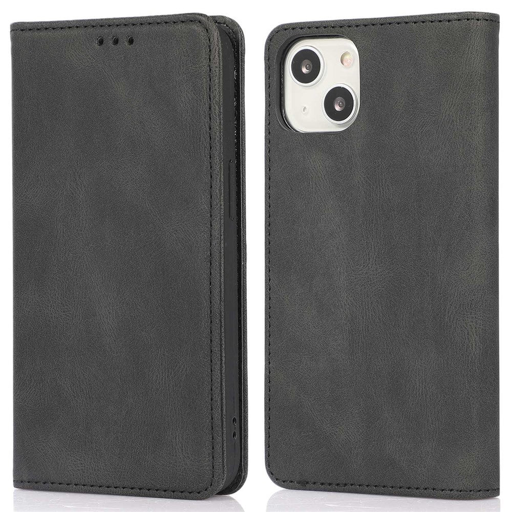 For iPhone 15 Magnetic Auto-absorbed PU Leather Phone Case Support Stand Wallet Cover